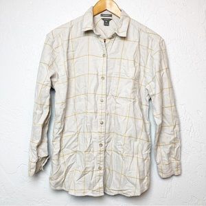 Eddie Bauer Boyfriend Fit Grey Plaid Flannel Shirt Size small